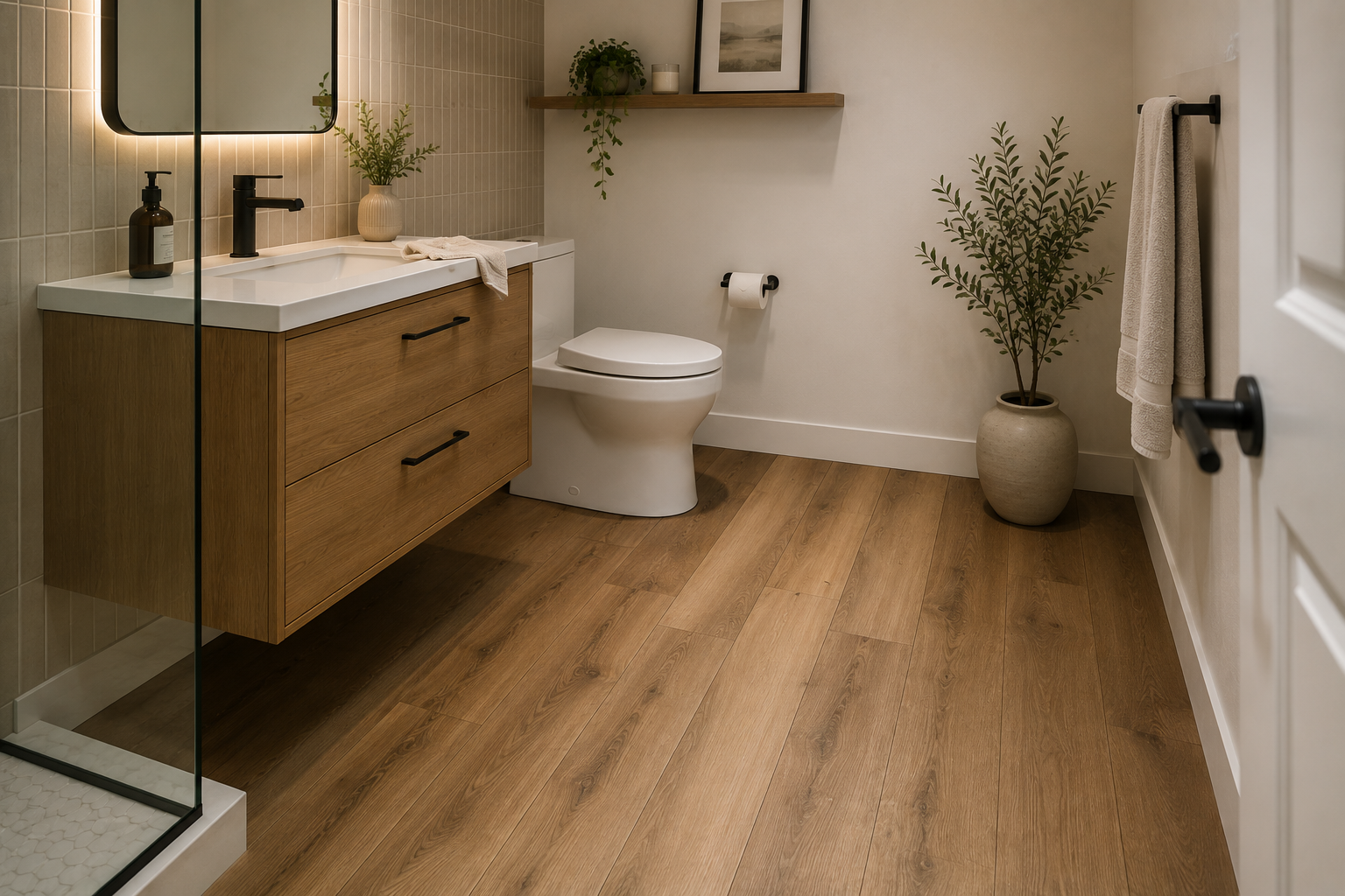  bois d’ingénierie dans une salle de bain