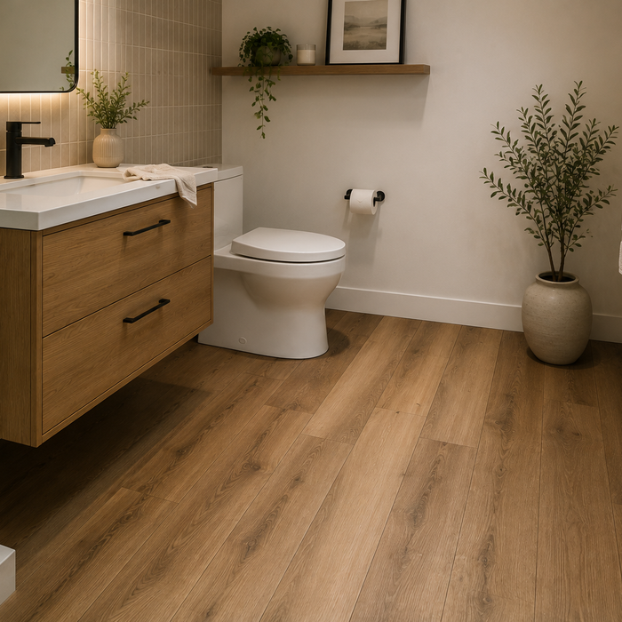  bois d’ingénierie dans une salle de bain